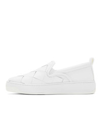 Bottega Veneta White Maxi Intrecciato Slip On Sneakers
