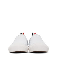 Thom Browne White Vulcanized Brogued Slip On Sneakers