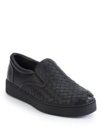 Bottega Veneta Woven Leather Slip On Sneakers