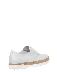 Tod's 10mm Raffia Tumbled Leather Sneakers