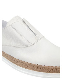 Tod's 10mm Raffia Tumbled Leather Sneakers