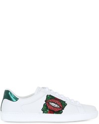 Gucci Ace Embroidered Leather Sneakers