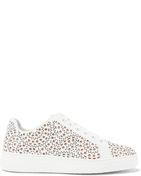 Alaia Alaa Laser Cut Leather Sneakers White