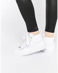 Puma Basket White Mid Exotic Croc Texture Sneakers