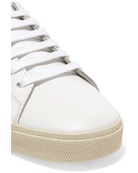 Saint Laurent Court Classic Appliqud Leather Sneakers White