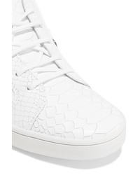 Giuseppe Zanotti Croc Effect Leather Sneakers White