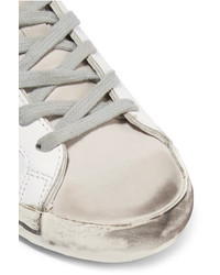 Golden Goose Deluxe Brand Superstar Distressed Leather And Suede Sneakers White