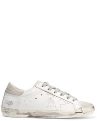 Golden Goose Deluxe Brand Superstar Distressed Leather And Suede Sneakers White