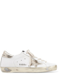 Golden Goose Deluxe Brand Distressed Leather Sneakers White