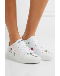 Mira Mikati Embroidered Leather Sneakers White
