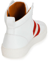 Bally Hedern Trainspotting Stripe Mid Top Sneakers White