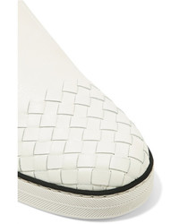 Bottega Veneta Intrecciato Leather Sneakers White