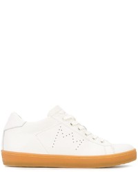 Leather Crown Lace Up Sneakers