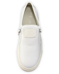 Giuseppe Zanotti Leather Double Zip Sneaker White