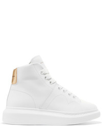 Alexander McQueen Leather Exaggerated Sole Sneakers White
