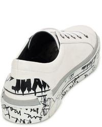 Lanvin Leather Graffiti Sole Derby Sneaker White