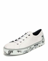 Lanvin Leather Graffiti Sole Derby Sneaker White