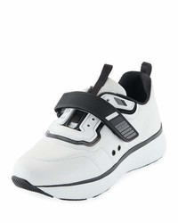 Prada Linea Rossa Leather Grip Strap Sneakers White