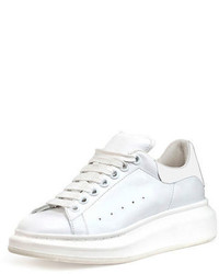 Alexander McQueen Leather Lace Up Platform Sneaker Whiteblack