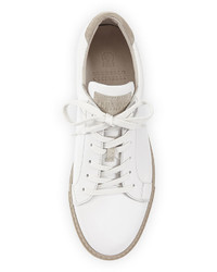 Brunello Cucinelli Leather Lace Up Sneakers White