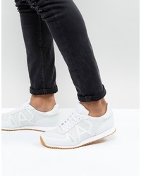 Armani Jeans Leather Perforated Sneakers In White