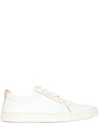 Balmain Leather Sneakers W Gold Colored Piping