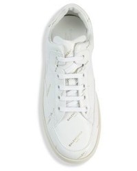 Balenciaga Logo Leather Lace Up Trainer Sneakers