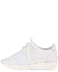 Balenciaga Mixed Media Leather Lace Up Sneaker White