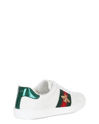 Gucci New Ace Bee Web Leather Sneakers W Ayer