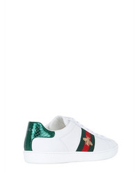 Gucci New Ace Embroidered Bee Leather Sneakers