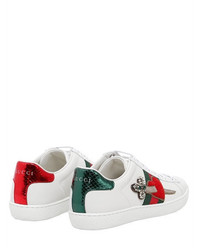 Gucci New Ace Heart Ayer Leather Sneakers