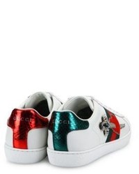 Gucci New Ace Pierced Heart Leather Sneakers
