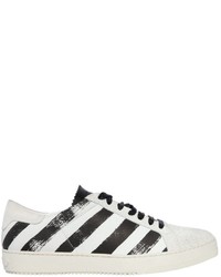 Off-White Brushed Stripes Leather Sneakers