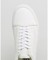Vans Old Skool Leather Perf Sneakers In White Va2xs61ef