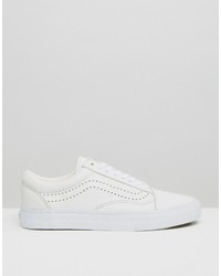 Vans Old Skool Leather Perf Sneakers In White Va2xs61ef