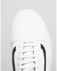 Vans Old Skool Leather Zip Sneakers In White V18gewb