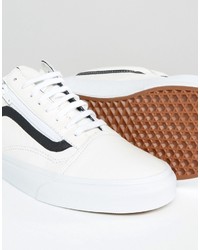 Vans Old Skool Leather Zip Sneakers In White V18gewb
