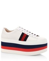 Gucci Peggy Leather Rainbow Platform Sneakers