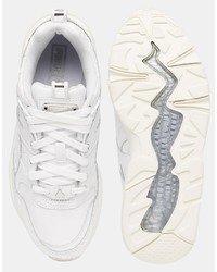 Puma R698 White Exotic Croc Texture Sneakers