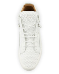 Giuseppe Zanotti Pyramid Leather Mid Top Sneaker White