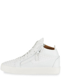 Giuseppe Zanotti Pyramid Leather Mid Top Sneaker White