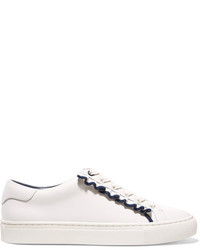 Tory Sport Ruffled Leather Sneakers White