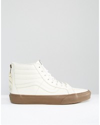 Vans Sk8 Hi Zip Leather Sneakers In White V004kyjsh