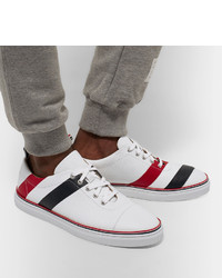 Thom Browne Striped Pebble Grain Leather Sneakers
