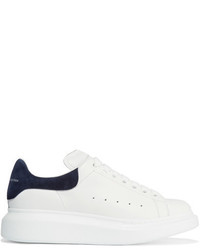 Alexander McQueen Suede Trimmed Leather Exaggerated Sole Sneakers White