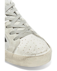Golden Goose Deluxe Brand Super Star Distressed Leather And Suede Sneakers White