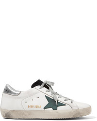 Golden Goose Deluxe Brand Super Star Distressed Leather And Suede Sneakers White