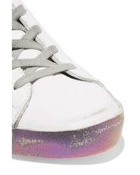 Golden Goose Deluxe Brand Super Star Iridescent Distressed Leather Sneakers White