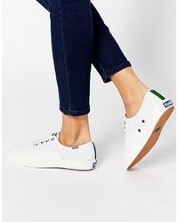 Keds Triumph White Perforated Leather Plimsoll Trainers, $85 Asos | Lookastic