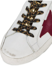 Golden Goose Deluxe Brand White Burgundy Superstar Leather Sneakers